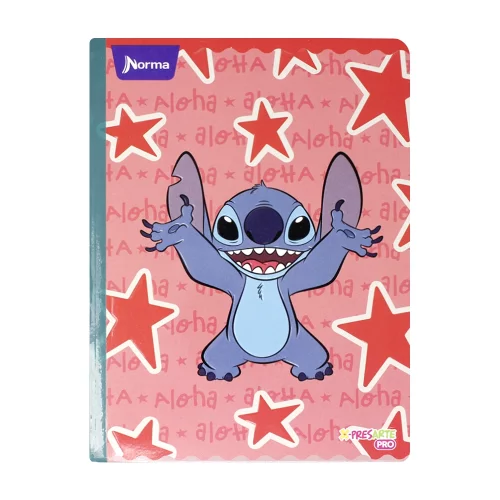 Cuaderno Cosido Hojas Cuadriculado Stitch Aloha Estrellas Tienda Norma