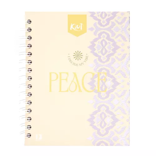 Cuaderno Argollado Tapa Dura A5 Cuadro Grande Kiut Peace 160 Hojas