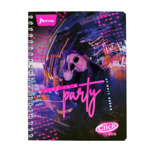 Cuaderno Argollado Profesional Cuadro Chico Click Girls Life Is A Party