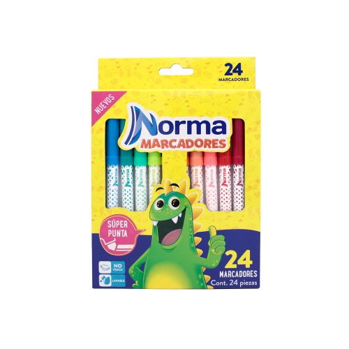 Plumones Lavable Norma 24 Unidades