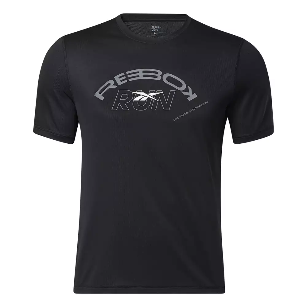 Camiseta Running Reebok Gráfica Run Essentials - Negro-Blanco