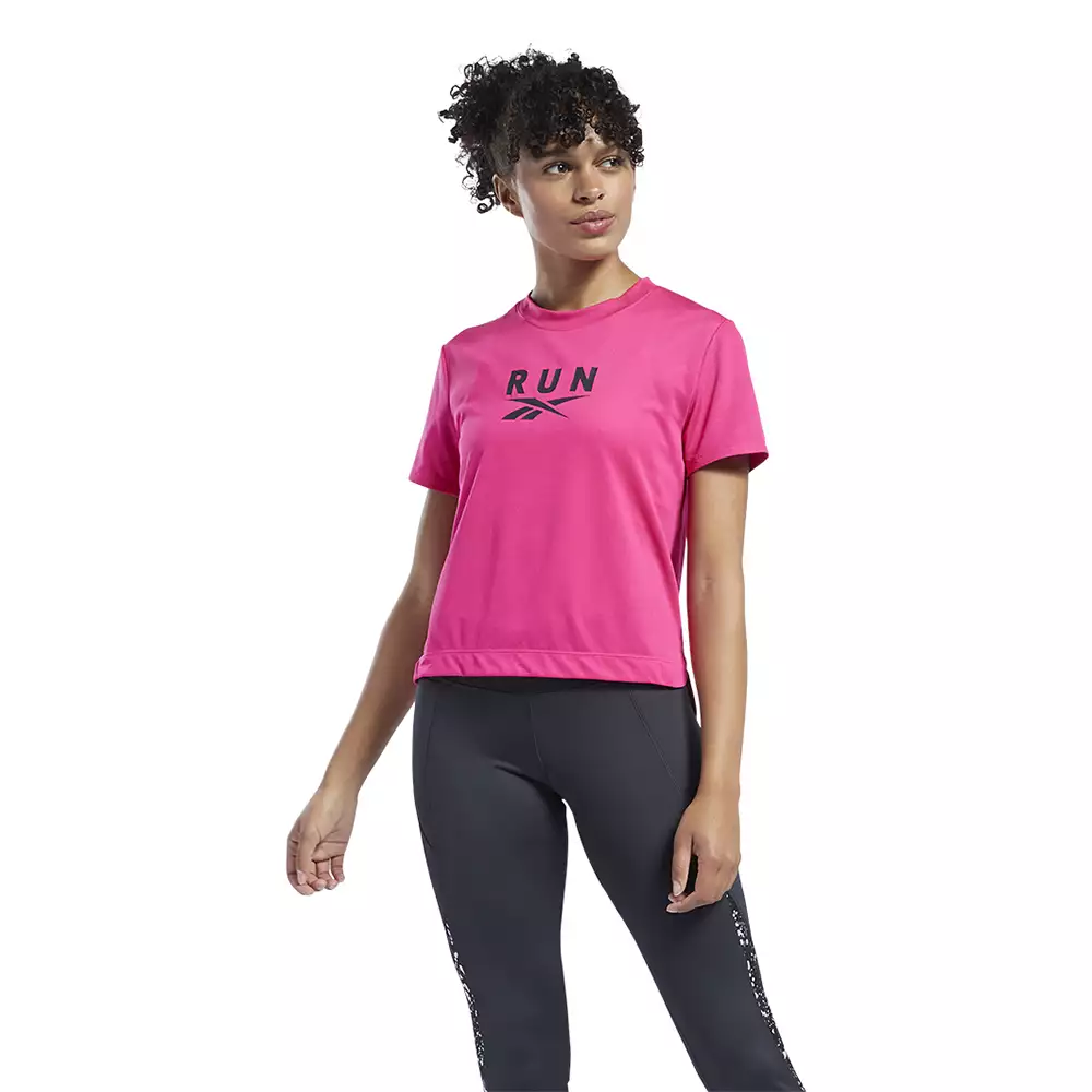 Camiseta Running Reebok Workout Run Speedwick - Rosa-Negro