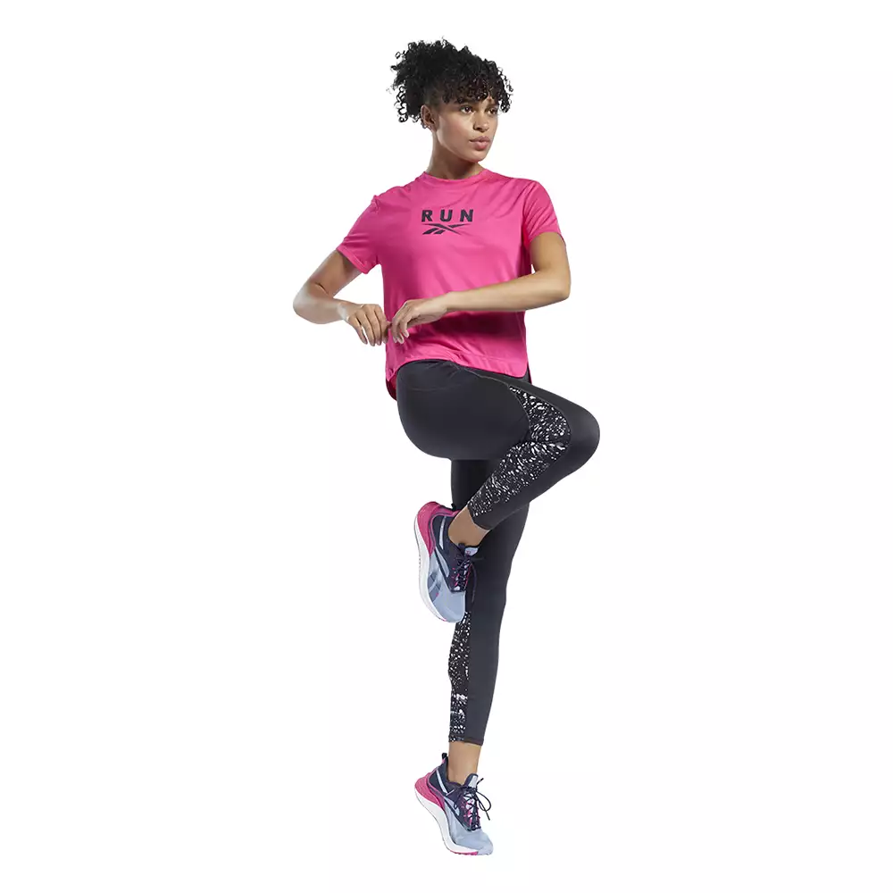 Camiseta Running Reebok Workout Run Speedwick - Rosa-Negro