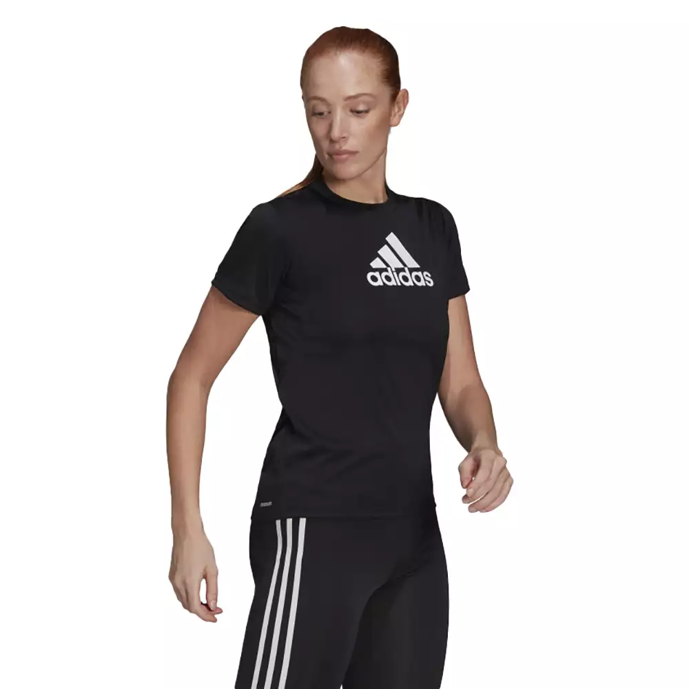 Camiseta Training adidas Primeblue Designed 2 Move Logo Sport - Negro-Blanco