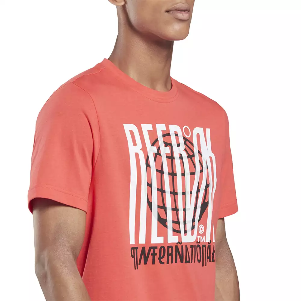 Camiseta Training Reebok Branded Graphic TEE - Naranja - Blanco