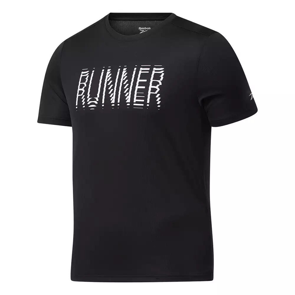 Camiseta Training Reebok Gráfica Run Essentials - Negro-Blanco 1