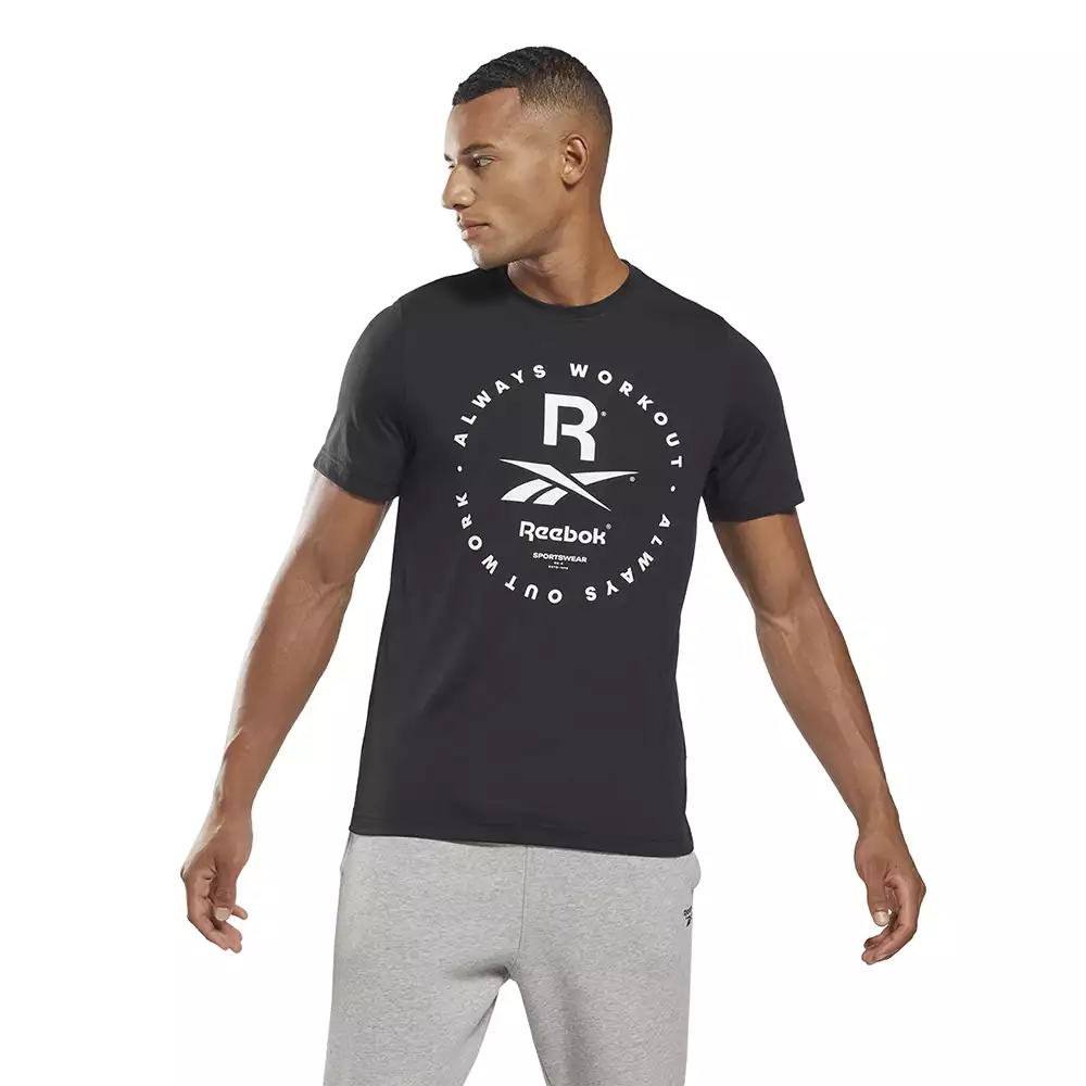 Camiseta Training Reebok Gs Statement Tee - Negro-Blanco