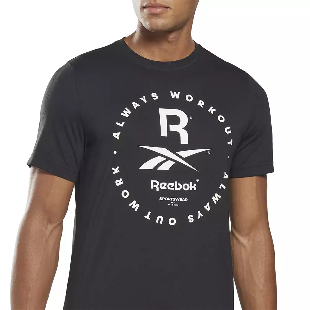 Camiseta Training Reebok Gs Statement Tee - Negro-Blanco