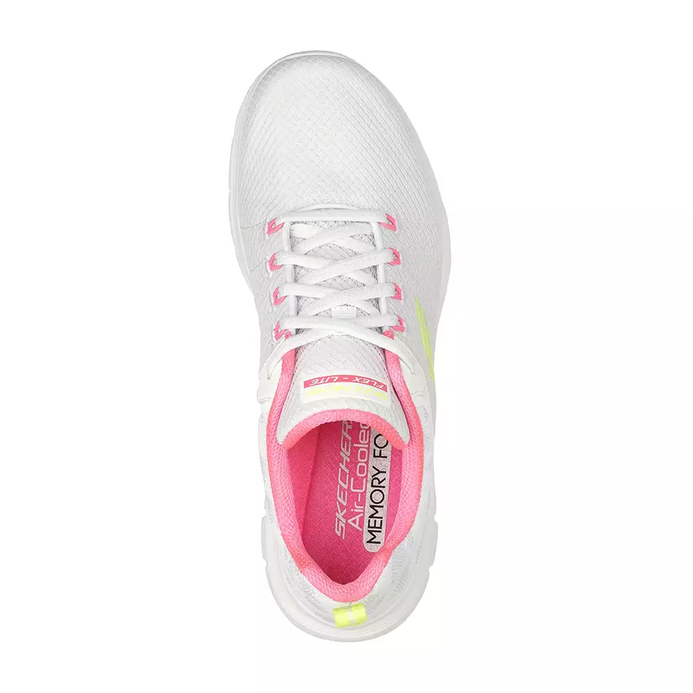 Tenis Lifestyle Skechers Flex Appeal 4.0 Elegant Ways - Blanco-Rosa-Amarillo Talla 6.5