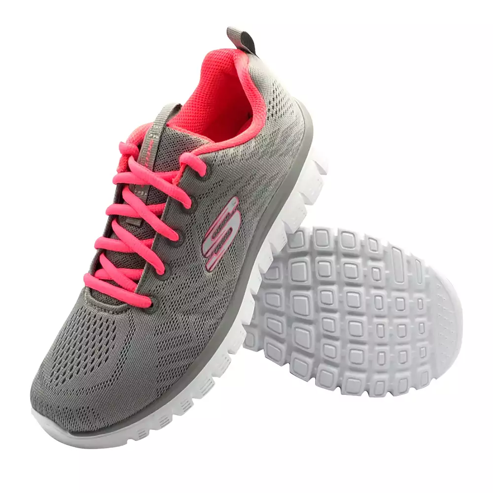 Tenis Running Skechers Graceful Get Connected Gris-Fucsia talla 6