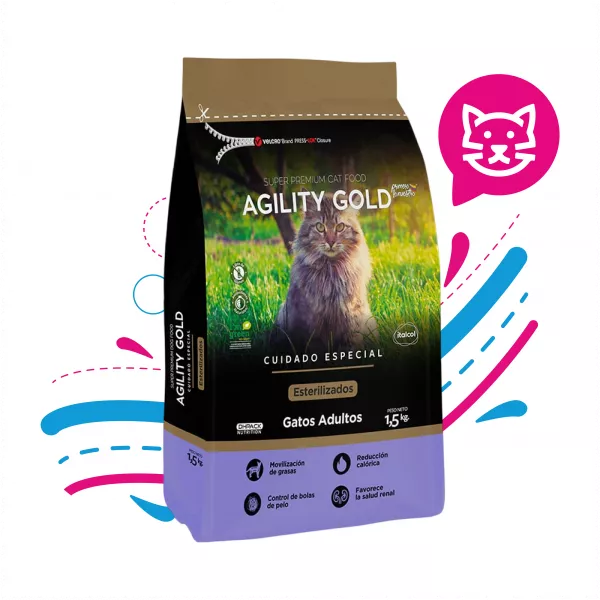AGILITY GOLD ESTERILIZADOS GATOS AFULTOS X 1.5 KG