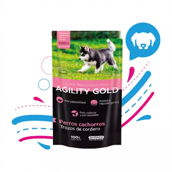 AGILITY GOLD TROZOS DE CORDERO CACHORRO X 100 GR