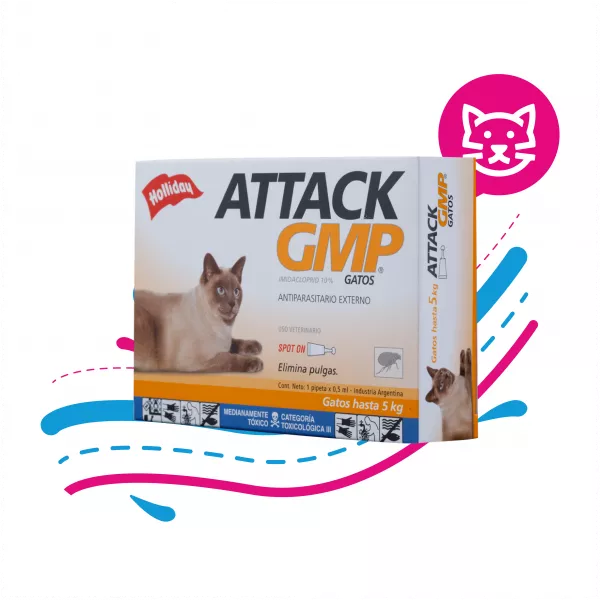 ANTIPARASITARIO EXTERNO PARA GATOS ATTACK GMP 0,5ML (HASTA 5 KG)