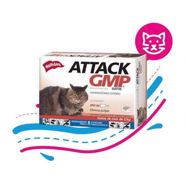 ANTIPARASITARIO EXTERNO PARA GATOS ATTACK GMP 0,75ML (MAYOR A 5 KG)
