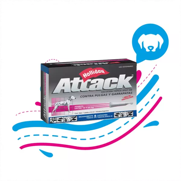 ANTIPARASITARIO EXTERNO PARA PERRO ATTACK 3,5ML (15 A 35 KG)