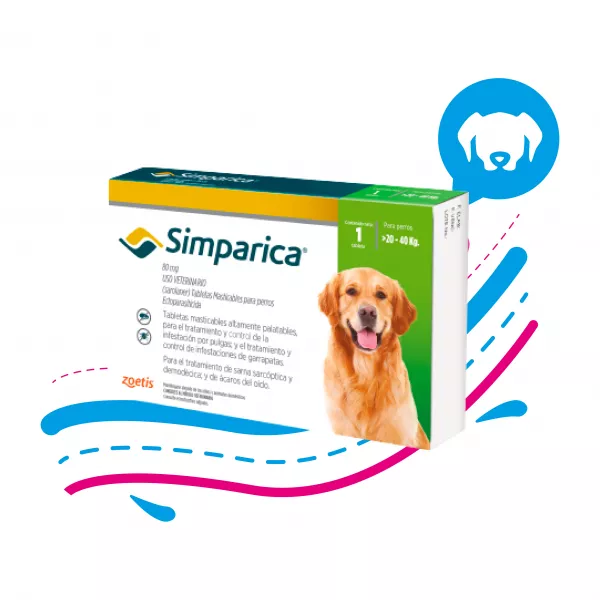 ANTIPARASITARIO EXTERNO PARA PERRO SIMPARICA CAJA 1 TABLETA 80MG