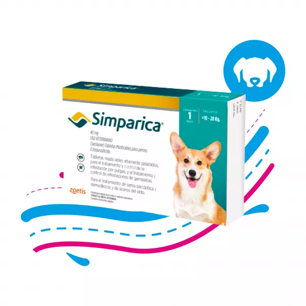 ANTIPARASITARIO EXTERNO PARA PERRO SIMPARICA CAJA x1 PASTILLA 40 MG