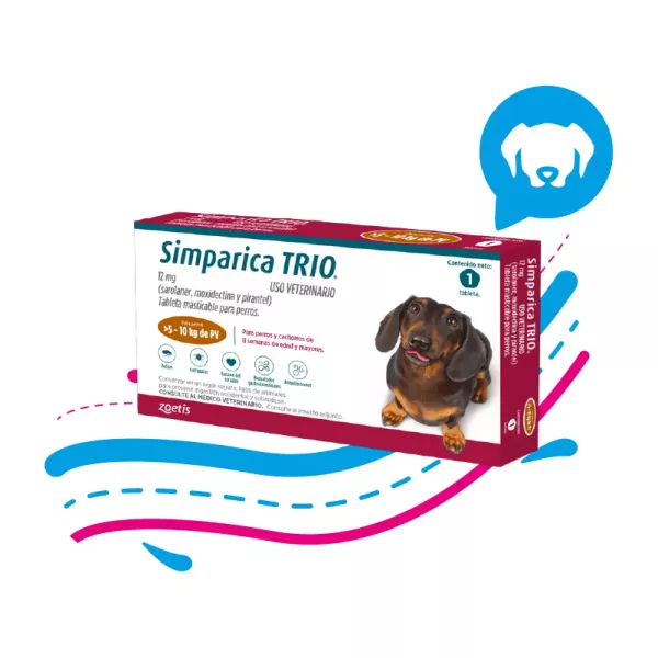 ANTIPARASITARIO INTERNO Y EXTERNO PARA PERROS SIMPARICA TRIO 12MG