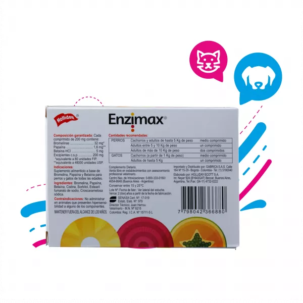 BIOMODULADOR ENZIMAX PARA PERROS Y GATOS X TABLETAS