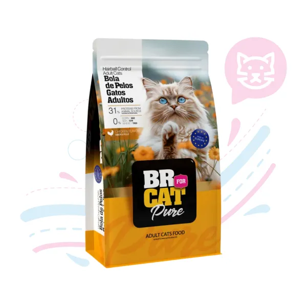 BR FOR CAT PURE GATO ADULTO BOLA DE PELOS X 3 KG