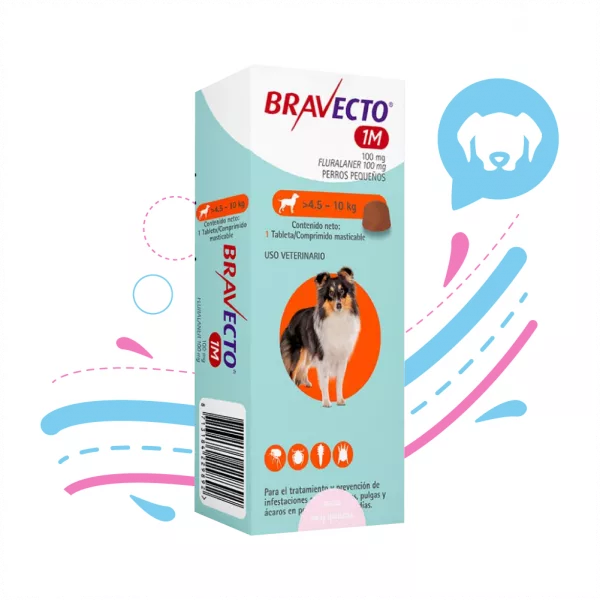 BRAVECTO 1 MES 100 MG . /4.5 - 10 KL. x1 PASTILLA