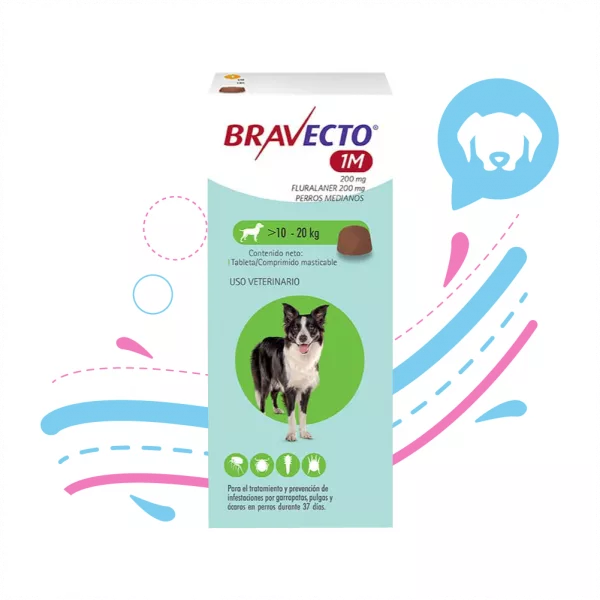 BRAVECTO 1 MES 200 MG./10 - 20 KL. x1 PASTILLA