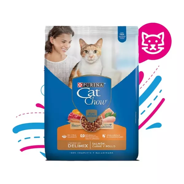 CAT CHOW DELIMIX SALMÓN, CARNE Y POLLO 1,5 KG
