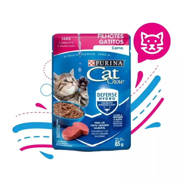 CAT CHOW POUCHE GATITOS CARNE X 85 GR