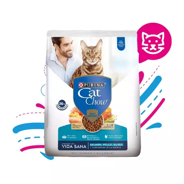CAT CHOW VIDA SANA SALMON, POLLO, QUESO - 3 KG