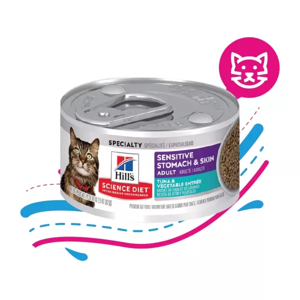 COMIDA HUMEDA PARA GATO HILLS ESTOMAGO Y PIEN SENSIBLE X 2.9 OZ.