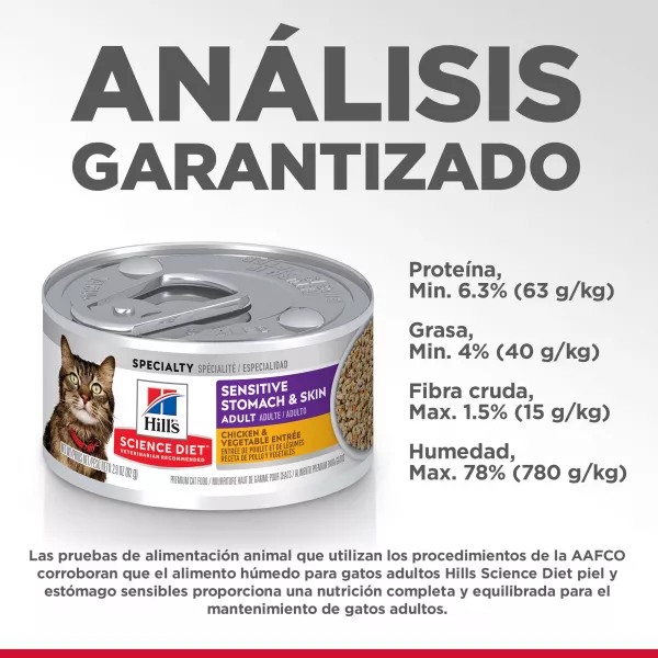 COMIDA HUMEDA PARA GATO HILLS ESTOMAGO Y PIEN SENSIBLE X 2.9 OZ.