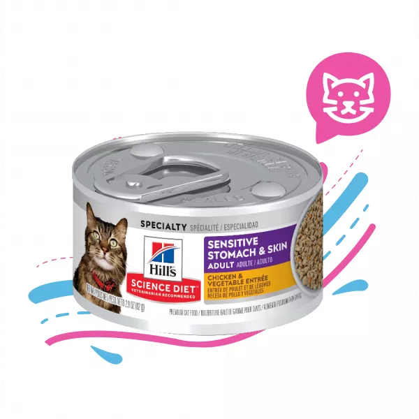 COMIDA HUMEDA PARA GATO HILLS ESTOMAGO Y PIEN SENSIBLE X 2.9 OZ.