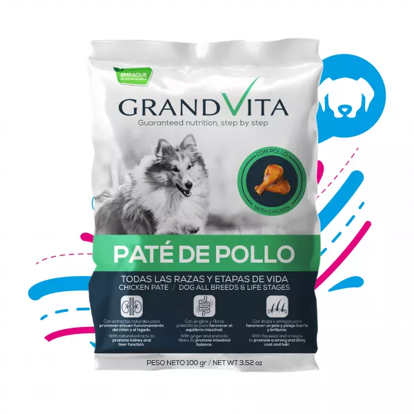 COMIDA HÚMEDA PARA PERRO GRAND VITA PATÉ POLLO 100 GR