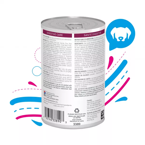 COMIDA HÚMEDA PARA PERRO HILLS I/D ESTOFADO DE POLLO Y VEGETALES 12,5 ONZ