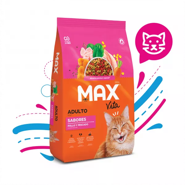 COMIDA PARA GATO MAX VITA SABORES POLLO Y PEZ - 3 KG