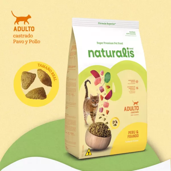 COMIDA PARA GATO NATURALIS ADULTO CASTRADO POLLO Y PAVO 1,5 KG