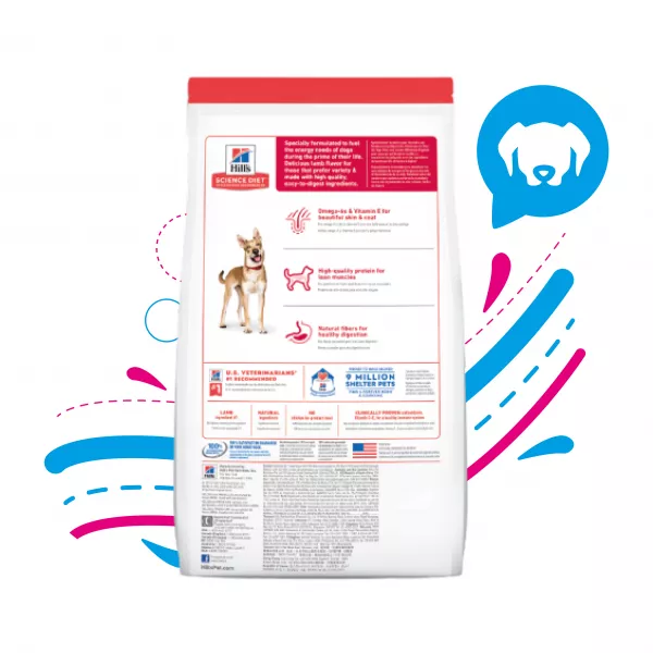 COMIDA PARA PERRO HILLS ADULTO RAZAS MEDIANAS CORDERO Y ARROZ  33LBS