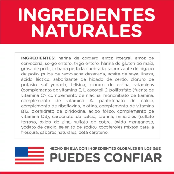 COMIDA PARA PERRO HILLS ADULTO RAZAS MEDIANAS CORDERO Y ARROZ  33LBS