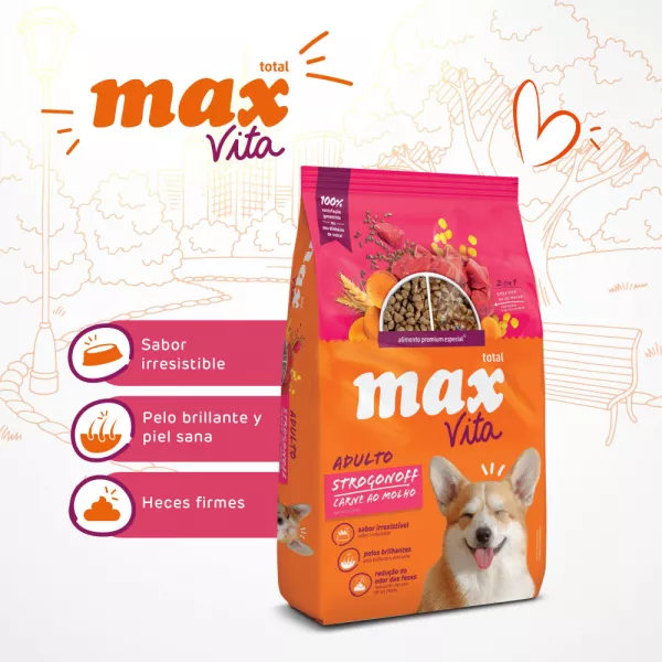 COMIDA PARA PERRO MAX VITA ADULTO STROGONOFF CARNE Y POLLO 10.1 KG