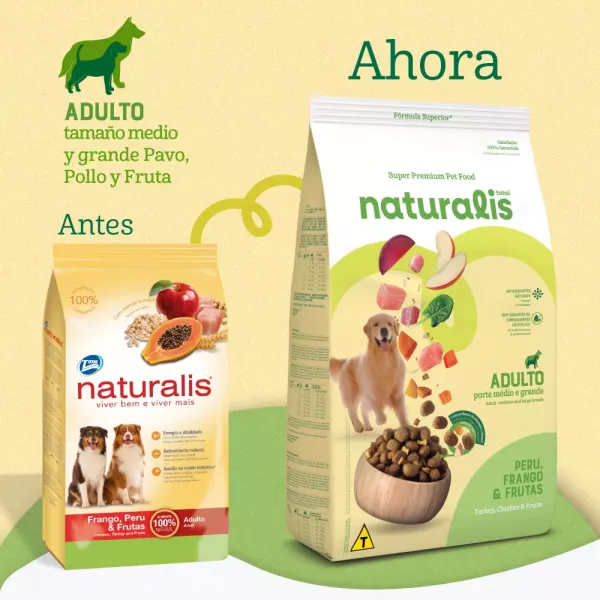 COMIDA PARA PERRO NATURALIS ADULTO RAZA MEDIANA GRANDE POLLO, PAVO Y FRUTAS 12 KG