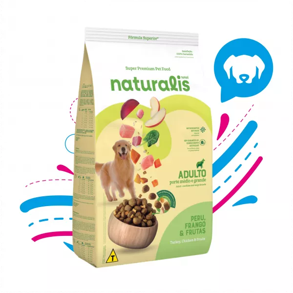 COMIDA PARA PERRO NATURALIS ADULTO RAZA MEDIANA GRANDE POLLO, PAVO Y FRUTAS 12 KG