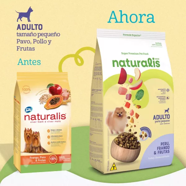 COMIDA PARA PERRO NATURALIS ADULTO RAZA PEQUEÑA POLLO, PAVO Y FRUTAS 2,5 KG