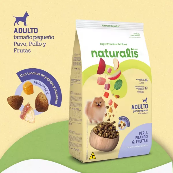 COMIDA PARA PERRO NATURALIS ADULTO RAZA PEQUEÑA POLLO, PAVO Y FRUTAS 2,5 KG