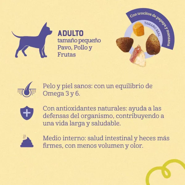 COMIDA PARA PERRO NATURALIS ADULTO RAZA PEQUEÑA POLLO, PAVO Y FRUTAS 2,5 KG