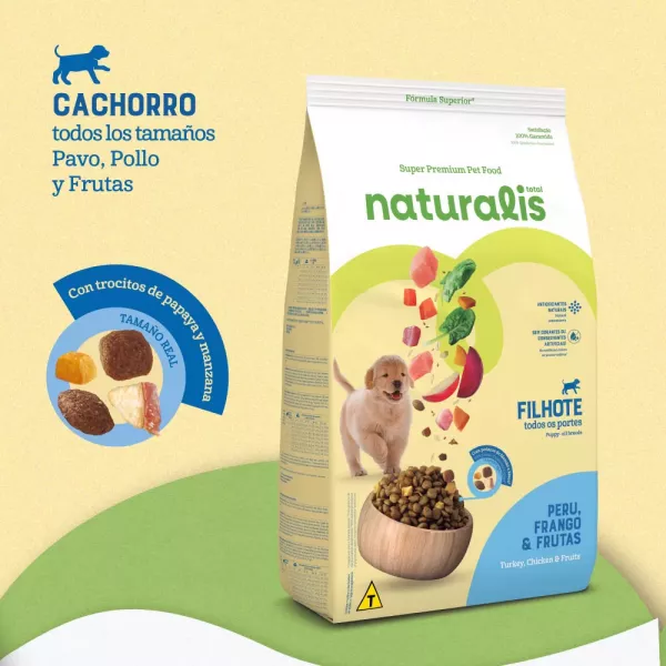 COMIDA PARA PERRO NATURALIS CACHORRO RAZA MEDIANA GRANDE POLLO, PAVO Y FRUTAS 10,1 KG