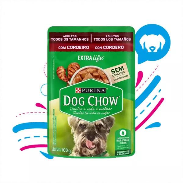 DOG CHOW POUCHE ADULTO TODOS LOS TAMAÑOS CORDERO 100 GR