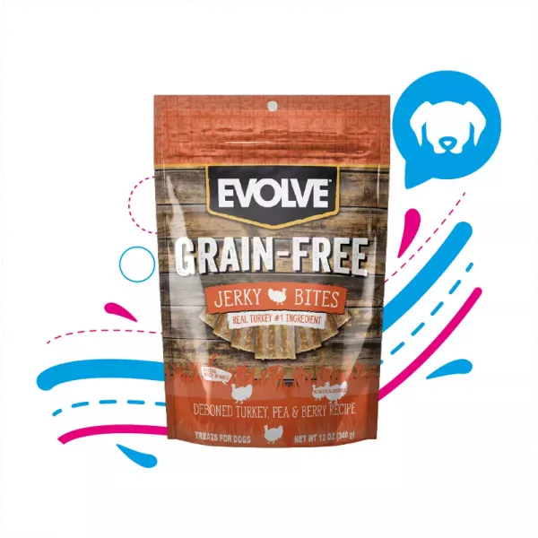 EVOLVE DOG SNACK GRAIN FREE JERKY TURKEY 340 GR