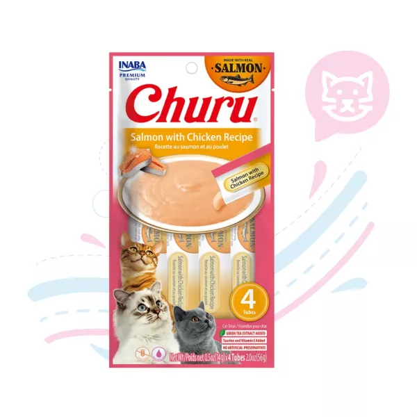 INABA CAT SNACK CHURU 4PIEZAS SALMON CHICJ USA680
