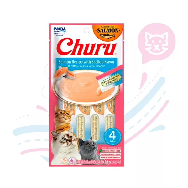 INABA CAT SNACK CHURU 4PIEZAS SALMON FLAVOR USA679