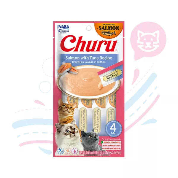 INABA CAT SNACK CHURU 4PIEZAS SALMON TUNA USA678
